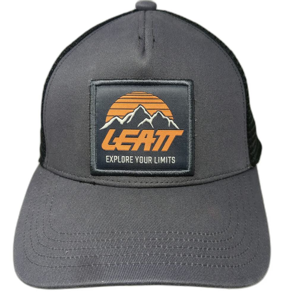 Leatt Trucker Hat Gray One Size Mesh Back Snapback Mountain Sunset Patch Hat